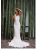 Halter Neck Ivory Lace Low Back Wedding Dress
